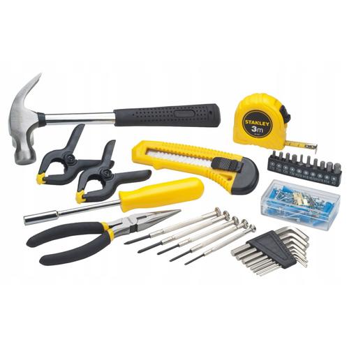 Set de unelte Stanley, 80 piese, otel carbon, cutie de transport