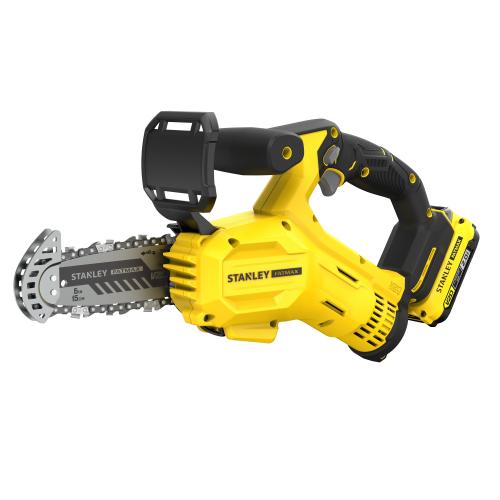 Mini fierastrau electric/mini drujba cu lant pe acumulator Stanley FatMax SFMCPS415D1, 18V V20, lungime lama 15 cm, viteza 4.4 m/s, varf protectie metal, fara ulei, sistem protectie, include: acumulator 18V 2.0 Ah + incarcator