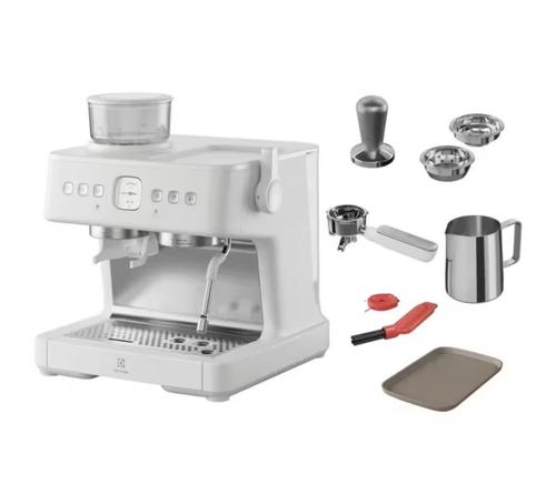 Espressor manual Electrolux E8EC1-8SW, Dual Thermoblock, Portafiltru profesional 58 mm, 3 L, 2200W, 20 bar (Alb Perlat)