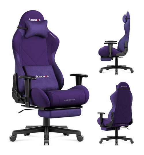 Scaun Gaming, Huzaro, Force 5.7, Perna pentru cap, Cotiere ergonomice 2D, Functie deviere cu blocare, Suport extensibil pentru picioare, Perna lombara, Certificat SGS, scaun reglabil, inaltime reglabila, pana la 136 kg (Violet)