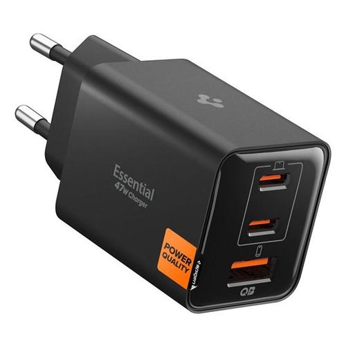 Incarcator retea Spigen Essential EE473EU, 47W, 2x USB-C, 1x USB-A, Negru