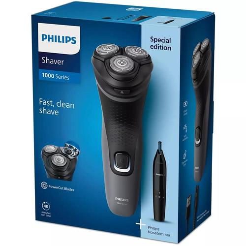 Aparat de ras electric Philips S1142/02, Autonomie 40 minute, 27 lame cu ascutire automata, 55.000 taieri/minut (Gri)