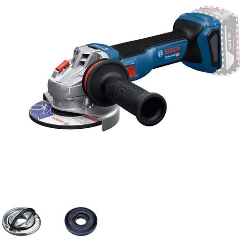 Polizor unghiular pe acumulator Bosch Professional GWS 18V-11, 18 V, 9000 RPM, 125 mm diametru disc, M14 arbore de slefuit, piulita cu blocare rapida, maner auxiliar, flansa de sprijin, aparatoare protectie, fara acumualtor/incarcator