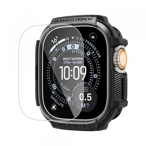 Husa Spigen ACS11414 Rugged Armor with Screen Protector pentru Apple Watch Ultra Series, Neagra