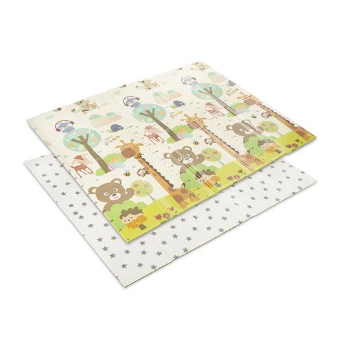 Covoras de joaca termic pentru copii Lorelli Best Friends & Stars, din spuma XPE, design cu doua fete, pliabil, 180 x 200 cm
