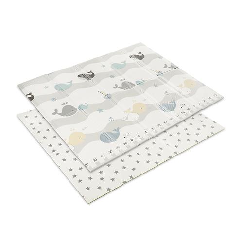 Covoras de joaca termic pentru copii Lorelli Waves & Stars, din spuma XPE, design cu doua fete, pliabil, 180 x 200 cm