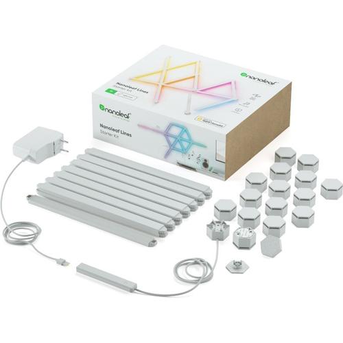 Kit 15 panouri LED RGBW luminoase modulare inteligente Nanoleaf Lines Starter Kit, Wi-Fi, sincronizare muzica, lumina alba si colorata reglabila, compatibil Apple HomeKit, Amazon Alexa, Google Assistant