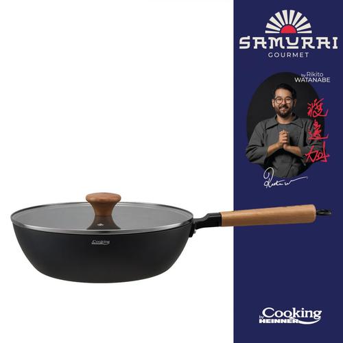 Tigaie wok HEINNER RIKITO WATANABE SAMURAI GOURMET HR-SNT-WC28, aluminiu, 28 x 8 cm, cu capac