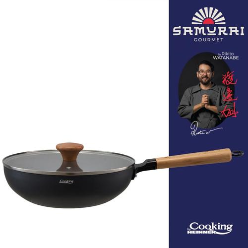 Tigaie wok HEINNER RIKITO WATANABE SAMURAI GOURMET HR-SNT-W26, aluminiu, 26 x 7.5 cm, cu capac
