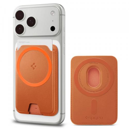 Portofel MagSafe, Spigen AFA11340, Valentinus MagFit+ , Portocaliu