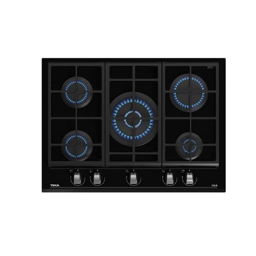 Plita pe gaz Teka GZC 75330 XBN, 5 ochiuri, 70 cm, gratare fonta, cristal negru