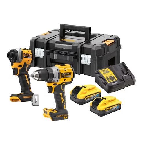Set masini de insurubat si gaurit DeWalt DCK2051H2T-QW, 2 acumulatori Powerstack, 18 V, 5.0 Ah, valiza (Galben/Negru)