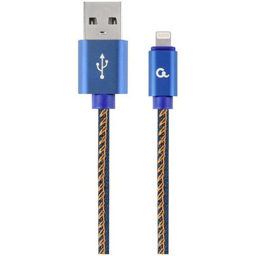 Cablu alimentare si date Gembird CC-USB2J-AMLM-2M-BL, USB 2.0 (T) la Lightning (T), 2m, conectori auriti, Negru / Galben