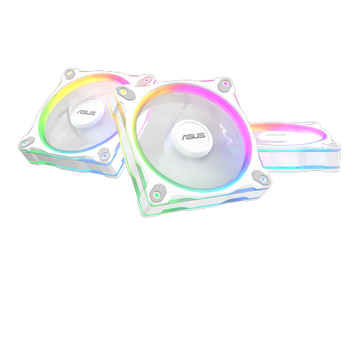 Ventilator PC Asus Prime MR120 ARGB, Set 3 bucati, 12cm, 0-1600rpm, Sleeve Bearing, 58 cfm (Alb)