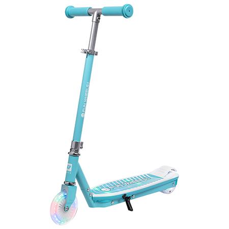 Trotineta electrica Fun Wheels LIGHT pentru copii, viteza maxima de 8 km/h, autonomie 6km, 50 W, IPX4, Albastru