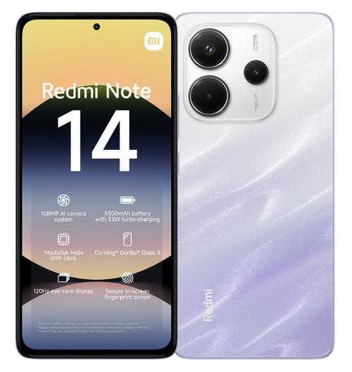 Telefon Mobil Xiaomi Redmi Note 14 4G, Procesor Mediatek Helio G99 Ultra Octa-Core, AMOLED 6.67inch, 8GB RAM, 256GB Flash, Camera Tripla 108+2+2 MP, Wi-Fi, 4G, Dual Sim, Android (Violet)