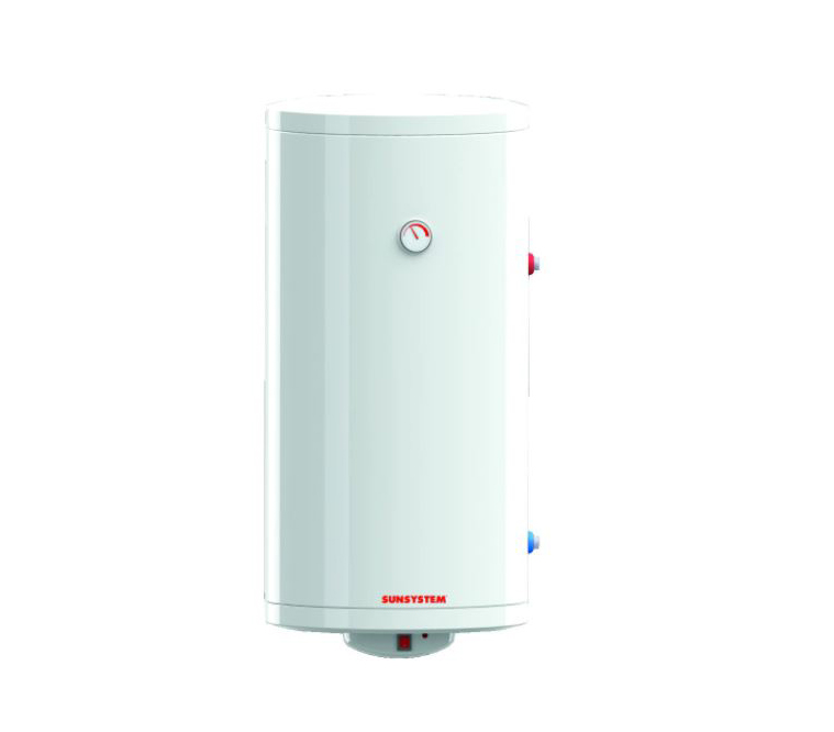 Boiler termoelectric Sunsystem BB NL2 100 V S1 2 KW cu o serpentina, 100 litri, putere serpentina 9 kw, putere electrica 2 KW, serpentina pe partea dreapta, reglaj extern al temperaturii, izolatie termica