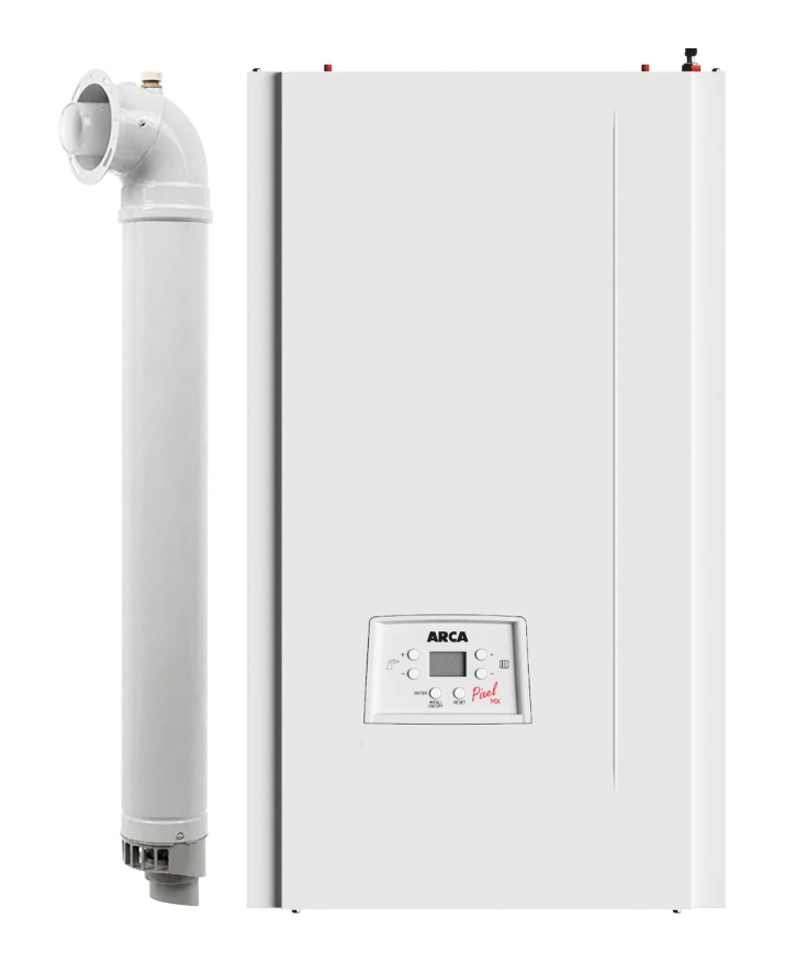 Centrala termica pe gaz in condensare Arca Pixel MX 35/35 PN, 31 kw incalzire, 35 kw acm, kit evacuare inclus