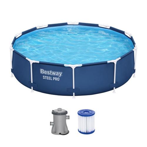 Piscina rotunda Bestway Steel Pro Frame cu pompa, cadru metalic, 305 x 76 cm, 4.678 l