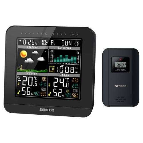 Statie meteo SENCOR SWS5800, Prognoza meteo 12-24 ore, Afisaj LCD color (Negru)
