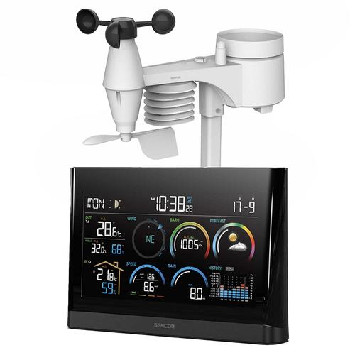 Statie meteo profesionala Sencor SWS11000, 5in1, Ecran LCD 7.4inch (Negru)