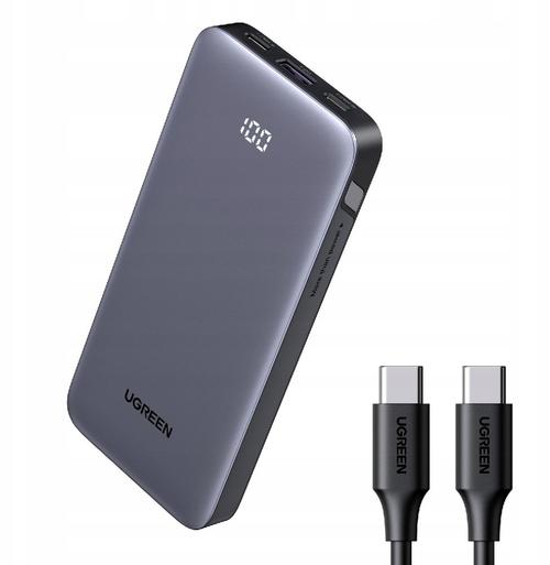 Acumulator extern Ugreen PB535, 10000 mAh, 30 W, 2x USB-C, 1x USB-A (Gri)