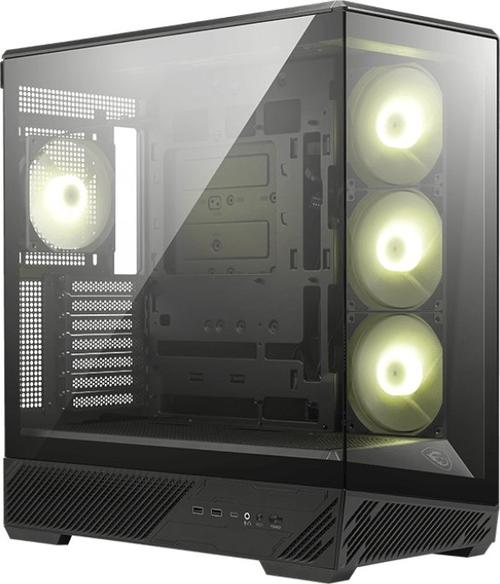 Carcasa MSI MAG PANO 130R PZ, Mid Tower, Sticla securizata, 4x Ventilatoare ARGB, 7 sloturi expansiune (Negru)