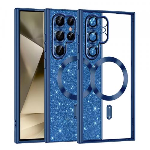 Husa MagSafe pentru Samsung Galaxy S22 Ultra 5G S908, Techsuit, Luxury Glitter (Albastru)
