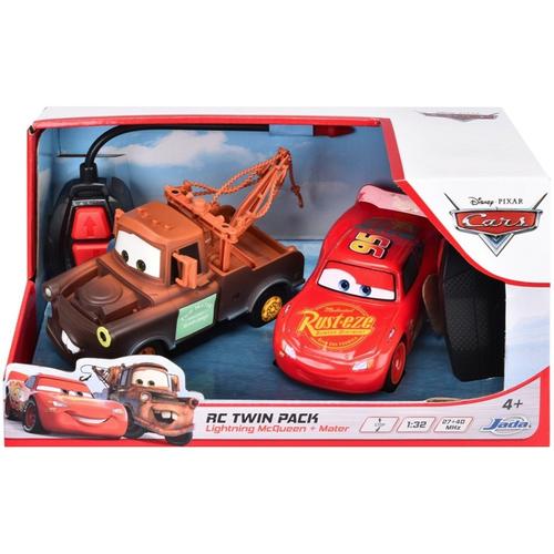 Masinuta Disney Cars - RC Single Drive Twin Pack, Lightning McQueen & Mater, 1:32