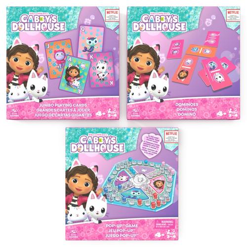 Set 3 Jocuri Gabby's Dollhouse - Domino, carti si joc pop up