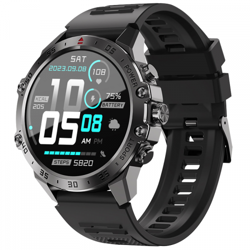 Smartwatch BWOO WA-08, Ecran AMOLED 1.43inch, Android/iOS, Autonomie 70 zile (Negru)