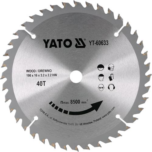 Disc circular pentru lemn Yato YT-60633, 190x16x 2.2 mm, 40 dinti