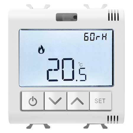 TERMOSTAT CONECTAT CU MASURARE UMIDITATE - ZIGBEE - 100-240 V c.a. 50/60 Hz - NA 5A (AC1) 240 V c.a. - 2 MODULE - ALB SATINAT - CHORUSMART