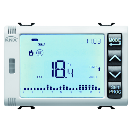 TERMOSTAT TEMPORIZAT/PROGRAMATOR CU GESTIONARE A UMIDITATII - KNX - 3 MODULE - ALB SATINAT - CHORUSMART