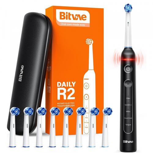 Periuta De Dinti Electrica Bitvae R2, 5 moduri periaj, 8 capete incluse (Negru)