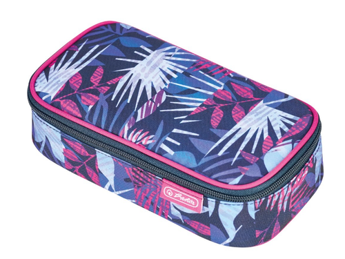 Penar tip etui Herlitz beatBox, dimensiune 22.5 x 12 x 7 cm, motiv Indigo Flowers