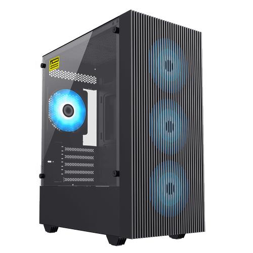Carcasa Gamemax EDGE, M-ATX, Sticla securizata, Ventilator preinstalat 120mm RGB (Negru)