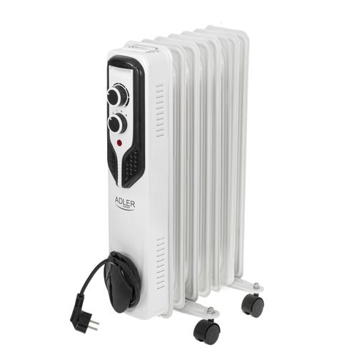 Calorifer electric cu ulei Adler AD 7815, 1500 W, 3 trepte de putere, 7 elementi (Alb)