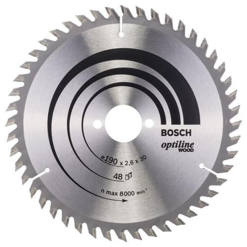 Disc pentru fierastrau circular, Bosch Optiline Wood, 190 x 2,6 x 20/16 mm 48T