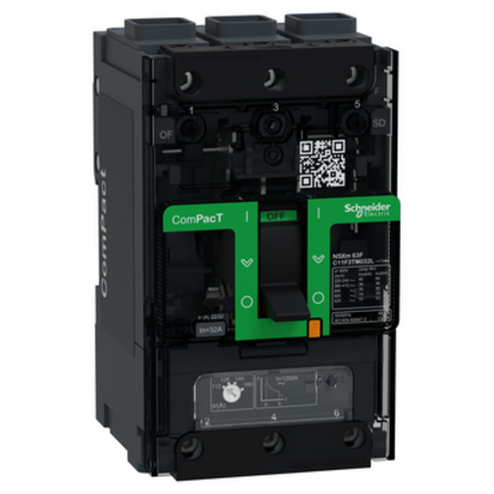 Intreruptor CompPacT NSXm F (36 kA la 415 VAC), 3P 3d, unitate de declansare TMD, 32A, conectori EverLink