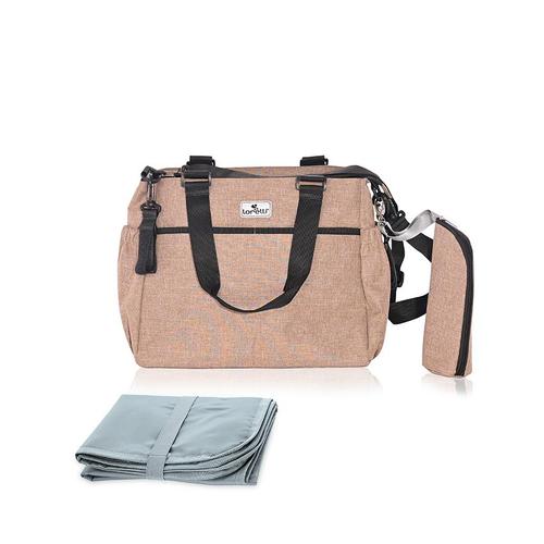 Geanta pentru accesoriile bebelusului Maya, 9 compartimente, cu bretea pentru umar, compartiment izoterm detasabil, Beige