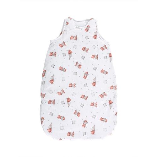 Sac de dormit de iarna, 95 cm, 18-24 luni, bumbac ranforce, captusit, cu umplutura din poliester, Bears & Pillows White
