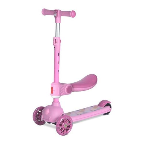 Trotineta Lorelli Jetster Plus, 3 ani+, pana la 20 kg, scaun pliabil si reglabil 4 pozitii, roti PU cu luminite, Roz