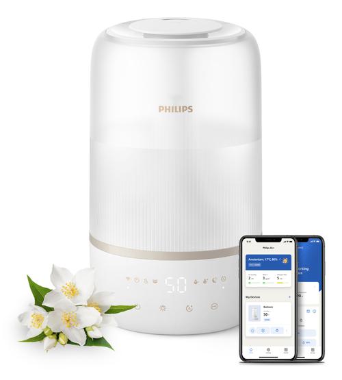 Umidificator de aer Philips Seria 1000 HU1510/04, 3l, Sistem Sky High Mist, 6  setari de iluminare (Alb)