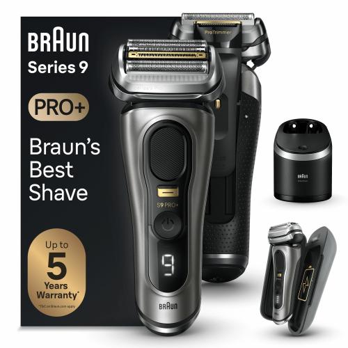Aparat de ras electric Braun Series 9 Pro+ 9575cc, Wet&Dry, Autonomie 60 minute, 5 lame, 6-in-1 SmartCare (Gri/Negru)
