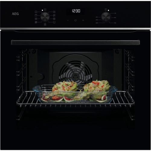 Cuptor incorporabil AEG TU5AB21FSB, Electric, Grill, Ghidaj telescopic pe 1 nivel, volum net 72 L, Clasa A+, Sticla (Negru)