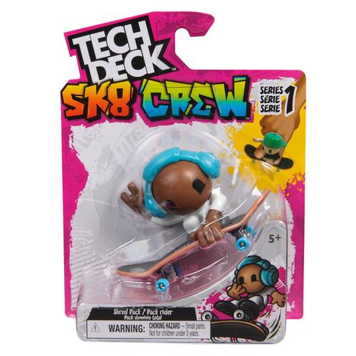 Set Tech Dech Sk8 Crew - Placa si figurina 9.6 cm, Casti albastre
