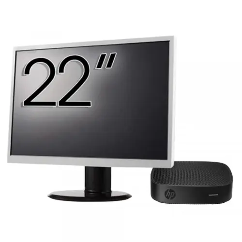 Pachet PC refurbished HP T430 Thin Client, Intel Celeron N4000 1.10-2.60GHz, 2GB DDR4, 16GB SSD + Monitor 22"