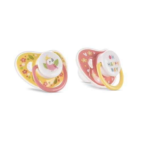 Set 2 suzete cu capac Lorelli, silicon moale, tetina rotunda, 6 luni+