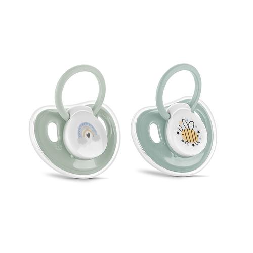 Set 2 suzete cu capac Lorelli, silicon moale, 0 luni+, Verde